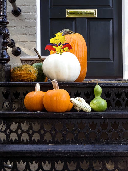 PRODUCTWORKS Peanuts Pumkin Press-in Icon Metal Stake Halloween Harvest Decor Porch Decorating Indoor Outdoor (Woodstock Vampire)