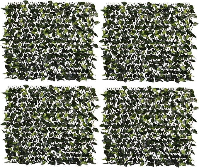 Expandable Fence Privacy Screen for Balcony Patio Outdoor,Decorative Faux Ivy Fencing Panel,Artificial Hedges (Single Sided Leaves)…