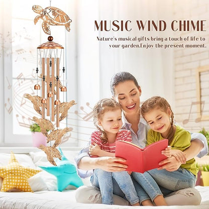 Sea Turtle Wind Chimes - Metal Windchimes Outdoors Decor Garden Patio Balcony Porch Indoor Home Art Hanging Decoration Thanksgiving Christmas New Year Birthday Gift for Women Mom Grandma Wife
