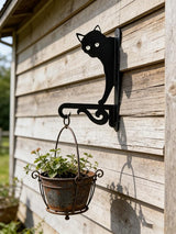 Iron Plant Hangers Hooks for Outdoor -10inch Hanging Plants Flower Fern Pots Lantern Bird Feeder Wind Chimes for Porch Garden Farmhouse (The cat Hiding in The Dark)