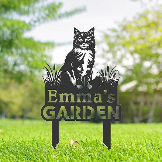 Personalized Cute Cat Kitten Metal Garden Sign,Custom Yard Sign With Stake,Outdoor Garden Décor,Pet Cat Lawn Garden Decorated Statue,Cat Sympathy Yard Metal Sign,Cat Lover Gifts Kailyard Plaque.