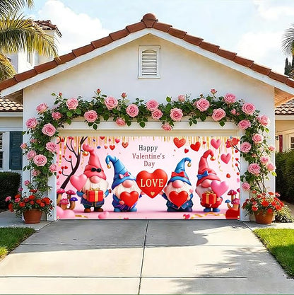 Valentine’s Day Garage Door Banner 157.5x70.9in Large Love Garage Door Cover Outdoor Valentine Decorations for House Exterior Yard Party Decor with Grommets and Rope