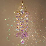 HDCRYSTALGIFTS 21.5inch Crystal Prisms Suncatcher for Window Hanging, Rainbow Maker Crystal Sun Catcher Indoor Window Glass Wind Chimes Home Garden Decor, Purple