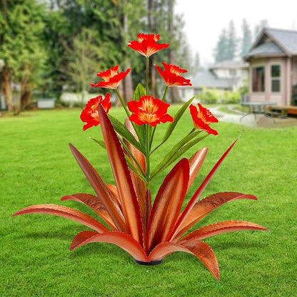 TOMBABY Huge Metal Agave Plants Outdoor Decoration Outdoor Garden Decorated with Flowers Mexican Yard Art Plant Garden Gift (1 Big red)