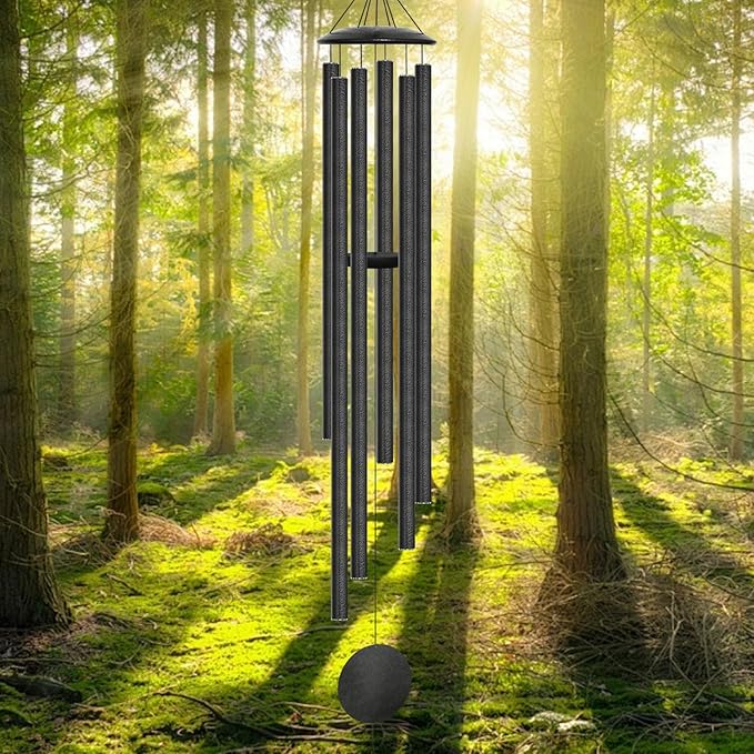 66" Extra Large Wind Chimes for Outside Deep Tone, 6 Thick and Bold Aluminum Tubes Tuned Relaxing Melody Wind Chime, Big Wind Chimes for Garden Patio Decor, Great Gift Idea for Mother's Day (Grey)