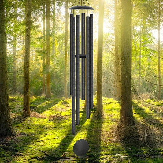 66" Extra Large Wind Chimes for Outside Deep Tone, 6 Thick and Bold Aluminum Tubes Tuned Relaxing Melody Wind Chime, Big Wind Chimes for Garden Patio Decor, Great Gift Idea for Mother's Day (Grey)