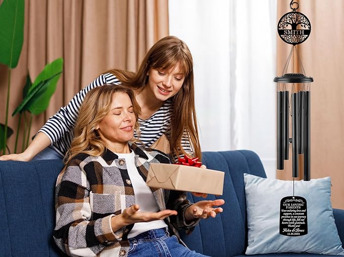 Personalized 37" Wind Chime Wedding Gift for Parents from Bride & Groom, Personalized Parents Wedding Thank You Gift, Custom Mother of Bride Present