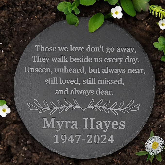 Memorial Garden Stone, Memorial Stone, Personalized Memorial Gifts, Sympathy Gifts for Loss of Loved One, Bereavement Gifts for Loss of Father Mother - Those We Love Don't Go Away - Round