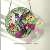 Hummingbird Stained Glass Decor for Women, Bird Lovers Suncatcher. Green Birds Art Walldecor.