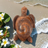 6-Inches Imitative Wood Carving Sea Turtle Statue Resin Hawaiian Turtles Sculpture Garden Tortoise Figurine Decorative Animal Statue for Home Indoor Outdoor Decor Patio Lawn Yard Ornaments