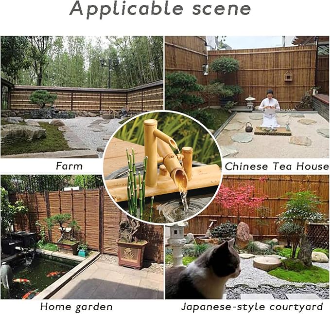 Water Features for The Garden Bird Bath Bamboo Fountain Outdoor WaterFountain is Suitable for Garden Fish Tank Ponds, Etc. to Make It More Exquisite,3(1(50cm/19.6in)