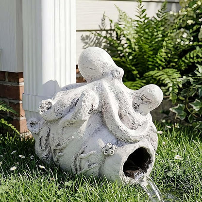 Real Octopus Gutter Downspout Extender Statue, Garden Ornament, Fish Decorative Gutter Extension Downspout, Perfect Rain Diverter for 3"x4" Downspouts, Eco-Friendly Resin, Outdoor Decor Gift