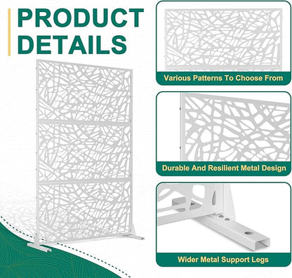 72" H×47" W Metal Privacy Screen Outdoor Privacy Screen Freestanding Outdoor Privacy Screens and Panels for Patio Lawn Deck (Consists of 3 Panels)