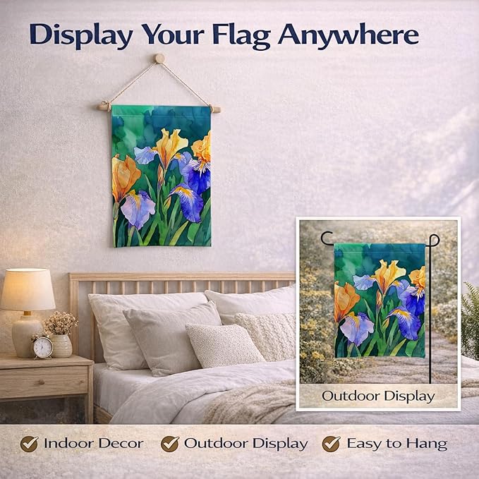 Caroline's Treasures Tennessee Iris in Watercolor Garden Flag Mailbox Flag Decorative Yard Flag Banner Outside Patio Artwork Yard Flower Beds, Garden Size, Multicolor