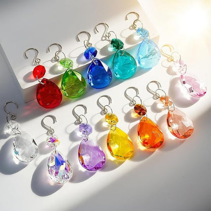 H&D HYALINE & DORA 3Inch Crystal Suncatcher Bauhinia Prisms Pendants 10Pcs Chandelier Crystals Replacement Hanging Sun Catcher Beads for DIY Arts Crafts Decor (Yellow)