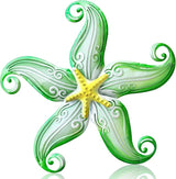 POXOHO Starfish Outdoor Metal Wall Decor, Metal Wall Art Outdoor for Garden Yard Fence, 12" Hanging Glass Sculpture, Starfish Coastal Wall Decor for Ocean Themed Gifts (Green)