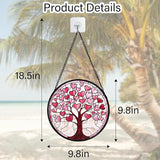 DASTOLL Stained Glass Window Hanging, Pink Love Heart Tree Suncatcher Hangings Beige Sun Catchers Decor for Birthday Holiday for Women, Men, Wife, Aunt, Mom 9.8IN