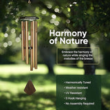 Nature’s Melody Premiere Grande Tunes Wind Chimes – Outdoor Windchime with 6 Tubes Tuned to E Pentatonic Scale, Rustproof Aluminum, Beech Wood & S Hook Hanger (Bronze, 24")