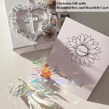 Christian Gifts for Women, Heart Shaped Suncatcher with Cross, John 3:16 Crystal Hanging Ornament, Inspirational Religious Birthday Catholic Spiritual & Baptism Confirmation Gifts for Girls