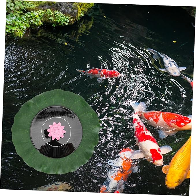 MERRYHAPY Solar-powered Floating Fountain with Nozzles for Ponds and Gardens Durable Lotus-leaf Design for Summer Outdoor Decor