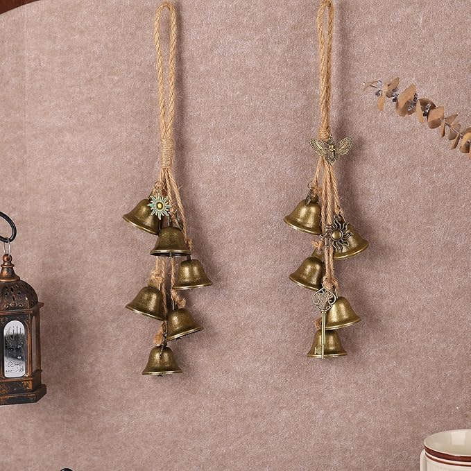 2 Pieces Witch Bells for Door Knob for Protection Handmade Decorative Door Hanging Bell Witch Wind Chimes for Boho Home Room Decor(Bees)