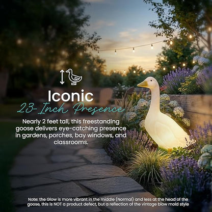 Union Products Light Up Wild Goose Lawn and Garden Statue, 23 Inch Tall, White - Illuminated Animal Outdoor Art for Yard, Patio, or Porch Decor, Seasonal Outfit Compatible