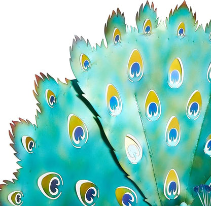 Deco 79 Metal Peacock Decorative Garden Sculpture Garden Statue with Gold Legs and Teal Wings, Outdoor Sculpture 38" x 11" x 33", Blue