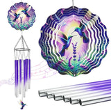 Hummingbird Wind Chimes for Outside - Hummingbird Wind Chimes with 3D Wind Spinners for Bird Lover, Hanging Art Ornament for Indoors Room Home Wall Garden Patio Yard Porch Backyard, Memorial Gifts