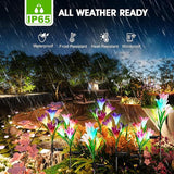 4 Pack Solar Garden Lights Outdoor, 7 Color Changing LED Powered Waterproof Lily Flowers Landscape Lights for Outside Yard, Patio, Pathway Decorative, Décor, Gifts