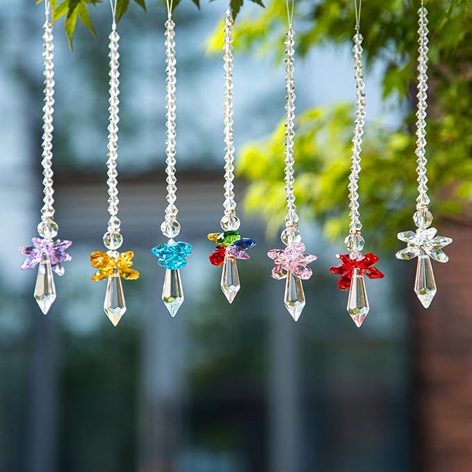 Rainbow Guardian Angel Suncatcher for Mom Crystal Angel Ornaments for Home/Car Decoration & Porch Decor & Hanging Gift (Clear)