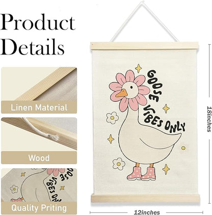 NQDWX Trendy Goose Vibes Only Hanging Flag - Whimsical Animal Wall Decor for Kids Room, 12x17 Inch Playful Nursery Banner, Unique Gift for Teens & Goose Lovers. (148)
