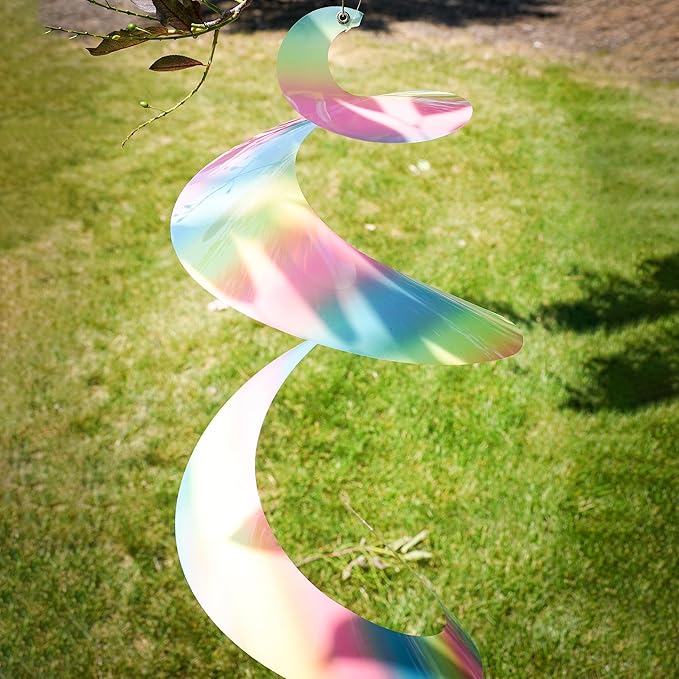 In the Breeze 9159 — 30-inch Striped Iridescent Twister Tail — Colorful Suncatcher Wind Spinner for Yards and Gardens, Humane Animal Deterrent…