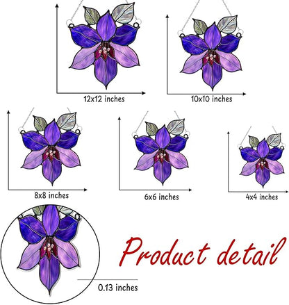 Purple Clematis Flower Acrylic Suncatcher, Flower Suncatchers for Window Hangings, Stained Glass Effect Garden Decor, Gift for Mother's Day, Mom, Grandma, Wife, Women