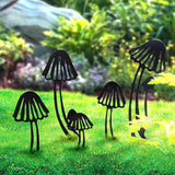 5PCS Metal Mushroom Yard Art - Garden Decorative Stake, Hollow Out Mushrooms Silhouette Statue Decor for Pathway, Floor, Garden, Lawn, Outdoor Decoration