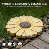 Landoraloria Cement Flower Stepping Stone 10” Daisy Garden Path Stone for Yard & Walkway Handcrafted Non-Slip Outdoor Patio Decor Weather-Resistant Cement Stone (Yellow)