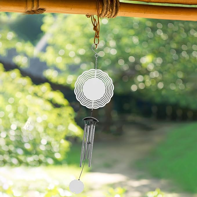 Sublimation Wind Chimes Spinner Blanks 20 Inch, with 4 Thickened Aluminum Tubes for Mom Grandma Women DIY Gift Indoor Outdoor Decoration Kinetic Sculpture Easy to Use & Install