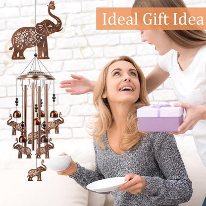 Elephant Wind Chimes for Outside - Elephant Gifts for Women Men, Memorial Wind Chimes for Outdoor, Garden Patio Yard Porch Decor, Birthday for Mom Grandma Wife Friends