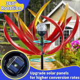 Wind Spinners Outdoor for Yard and Garden - Wind Sculptures & Spinners - 70 Inch Wind Spinner with Solar Powered Multi-Color Glass Ball Light for Yard Garden Backyard Lawn Decorations -Red and Gold