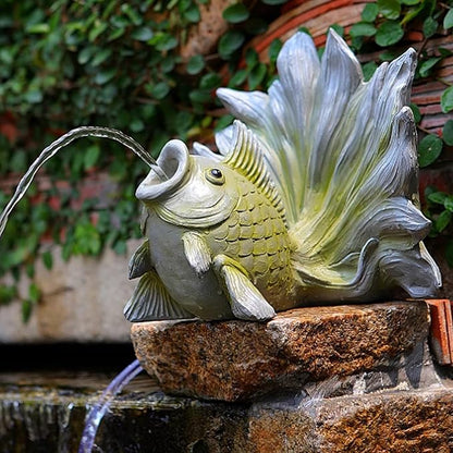 Goldfish Shape Pond spitters for Small Ponds, Fish Tank Automatic Circulation Water Landscaping Ornaments, Pool Fountains for Above Ground Pools, Garden Decor for Koi Pond(Green,24 * 24 * 30cm)