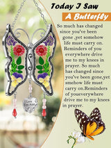 KY&BOSAM Gift for Aunt Suncatcher Butterfly I Love You Aunt Gift Stain Glass Suncather for Window Hanging Wind Chime with Pressed Flower Embedded Birthday Gifts for Women Mother`s Day Christmas