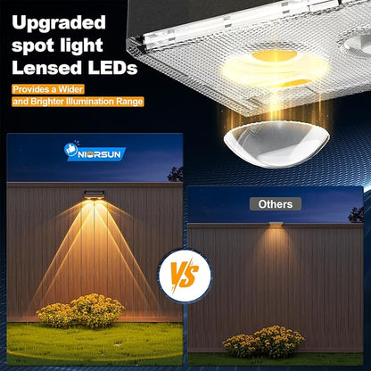 NIORSUN Solar Fence Lights,16 Pack Deck Light,Led Lights Warm White Outdoor Wall Lights,IP45 Solar Powered Light Waterproof for Backyard/Pool/Railing/Patio/Porch/Step/Outside/Garden (Black)