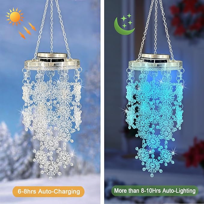 Solar Wind Chimes with Color Changing LED Lights - Outdoor Christmas Decor for Garden, Patio, Yard - Birthday Gifts for Women & Men