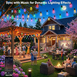 Outdoor String Lights,400FT Smart RGB+IC Patio Lights with Shatterproof LED Bulbs ,Outside Light Dimmable Patio for Decor DIY IP67 Waterproof ,Courtyard, garden,Holiday,LED lights more Scene Modes