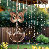 shumi 8.8ft Rain Chain for Gutters Downspouts Outside, 11 Butterfly Cups with 12 Copper Lotus Rain Chain Cups, Functional and Decorative Replacement for Gutter Downspouts