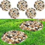 River Rock Stepping Stones Outdoor for Garden Walkway, 12 inch Diameter 5 Pcs Round Shape Paver Step Stones Polished Pebble River Stone Mat for Yard Lawn Patio Pathway Walk Way - Multi-Color