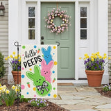 CROWNED BEAUTY Easter Garden Flag Bunny Peeps 12x18 Inch Double Sided Holiday Decoration for Outdoor Lawn Yard