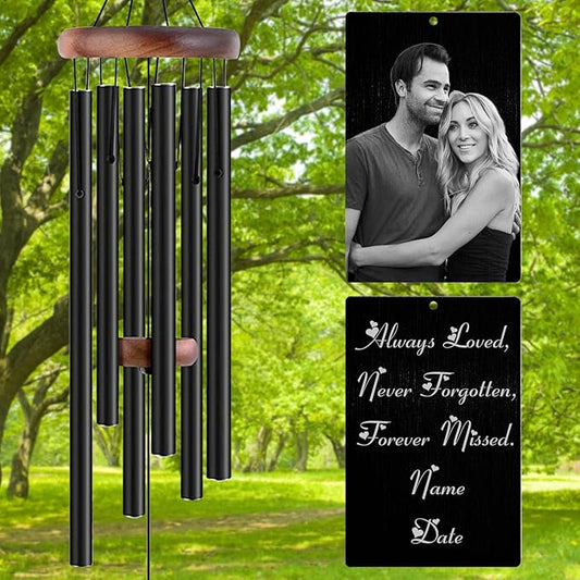 Personalized Wind Chimes Memorial Engraved Gift,Custom Sympathy Wind Chime for Loss of Loved One,Customized Mother Father Dog Pet Family Remembrance Bereavement Gifts