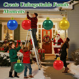 4 Pcs 16 Inch Large Inflatable Christmas Ornaments Balls for Outdoor Decoration, Big Inflatable Christmas Decoration Balls for Yards, Lawns, Porches, Gardens, Front Doors or Windows Decor