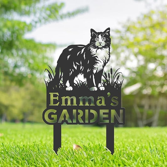 Personalized Cute Cat Kitten Metal Garden Sign,Custom Yard Sign With Stake,Outdoor Garden Décor,Pet Cat Lawn Garden Decorated Statue,Cat Sympathy Yard Metal Sign,Cat Lover Gifts Kailyard Plaque.