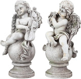Northlight 14.75" Set of 2 Cherub Angels with Instruments Outdoor Garden Statues